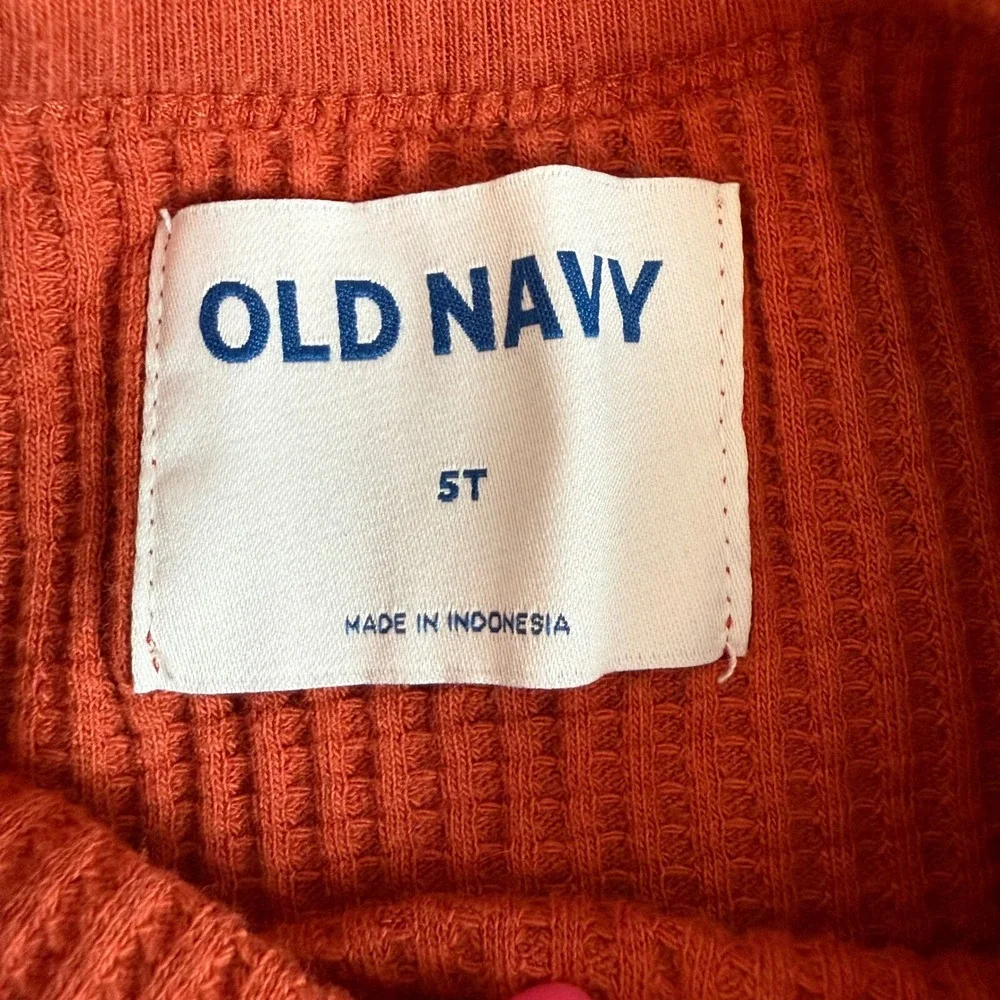 SALE Old Navy Waffle Knit Pocket‎ Long Sleeve Shirt Elbow Patches Rust 5T